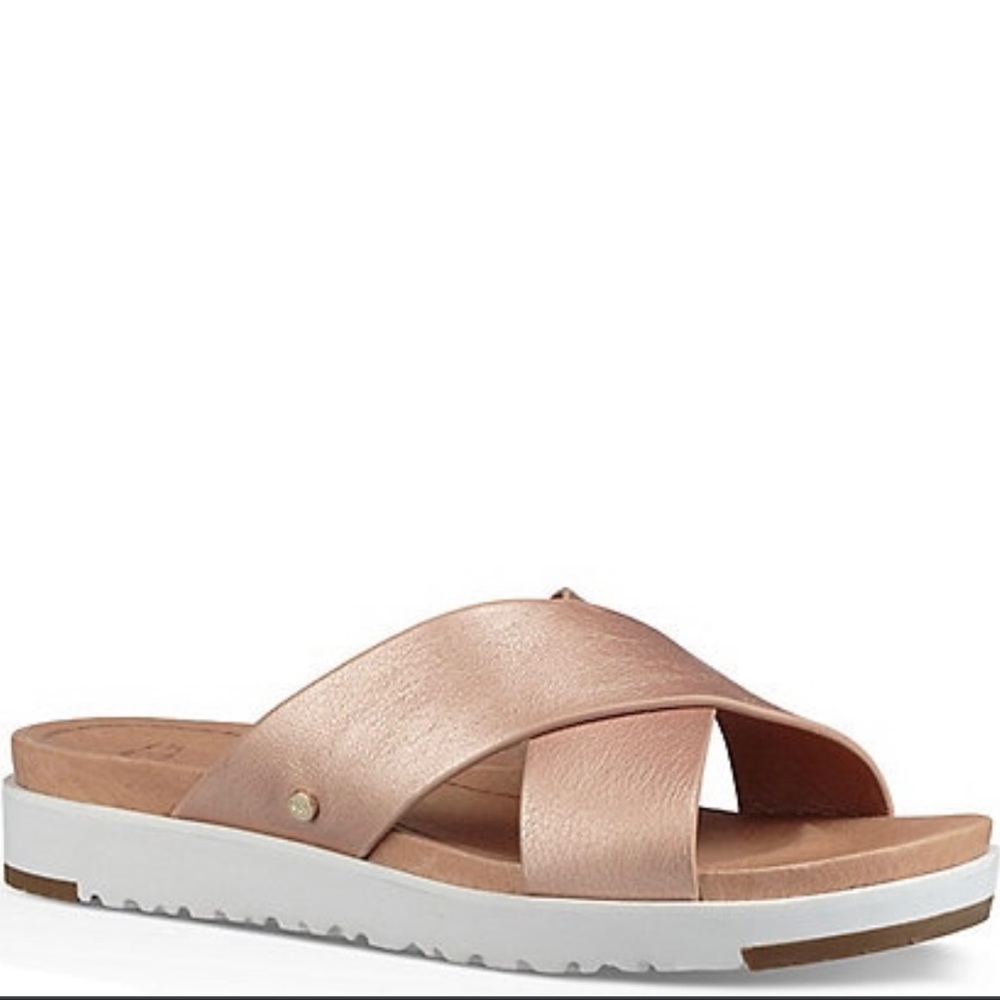 Ugg size 8 Kari metallic rose gold sandals